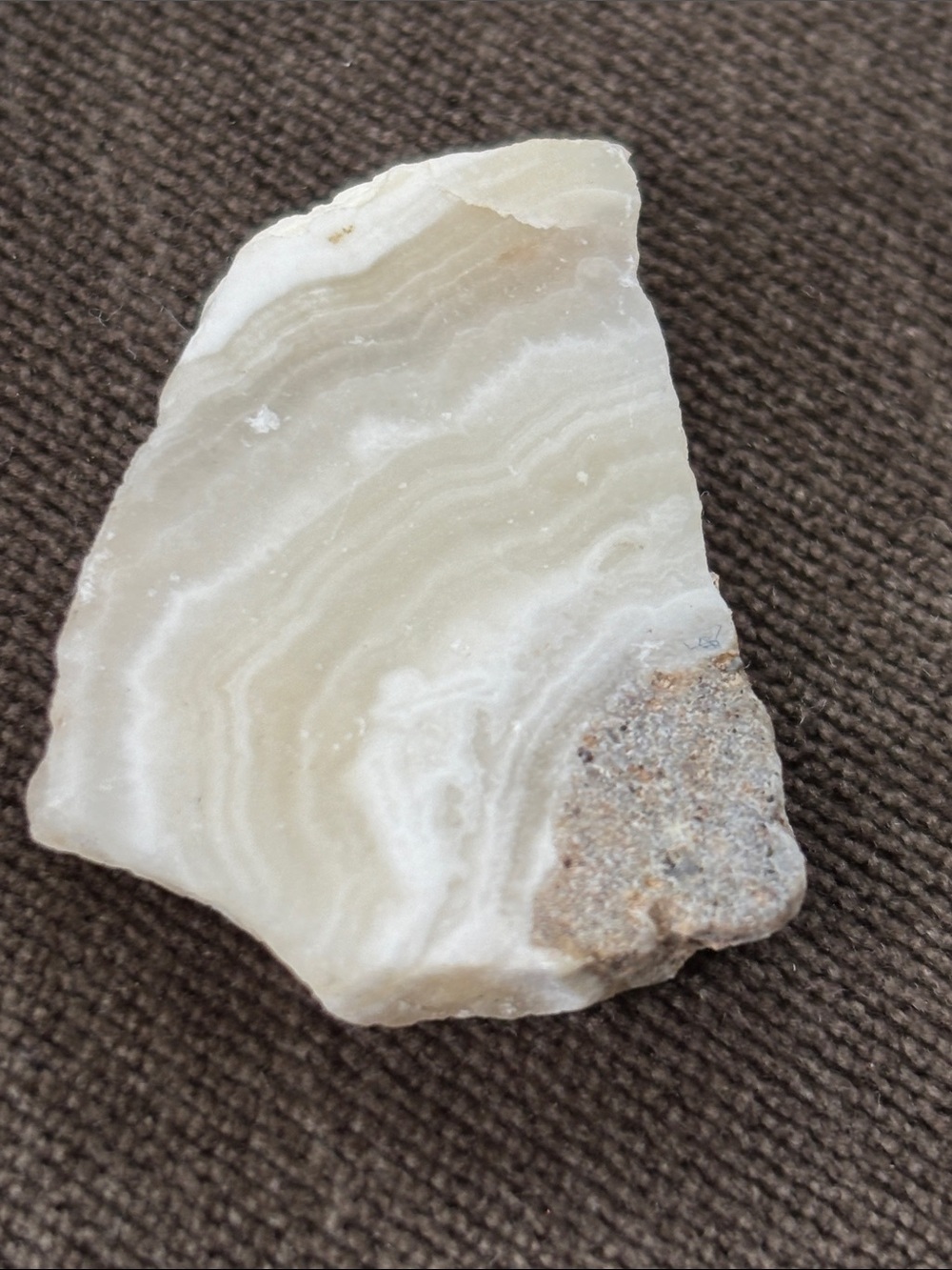 Polished Yellow White Cream Banded Agate Slice Rock Gemstone Geode